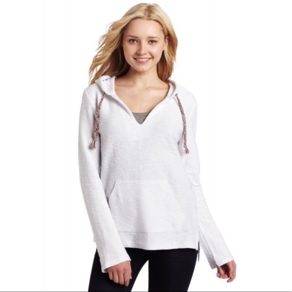 Blue Caribbean Beachy White Pullover Hoodie - Picture 1 of 5